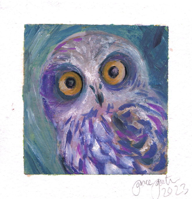 Owl 2023, gouache illustration