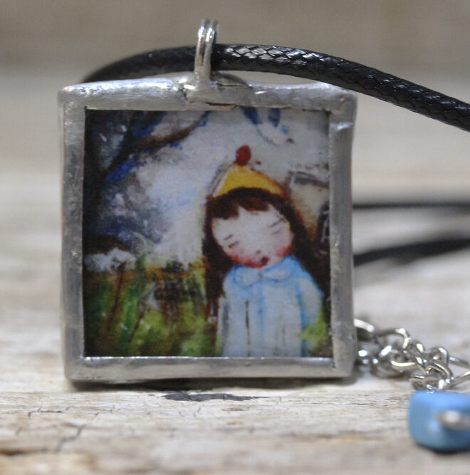 Girl With A Yellow Cap Pendant