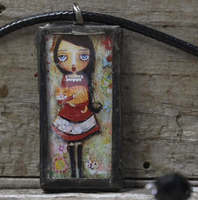 Glass Pendant | Girl With Ginger Cat