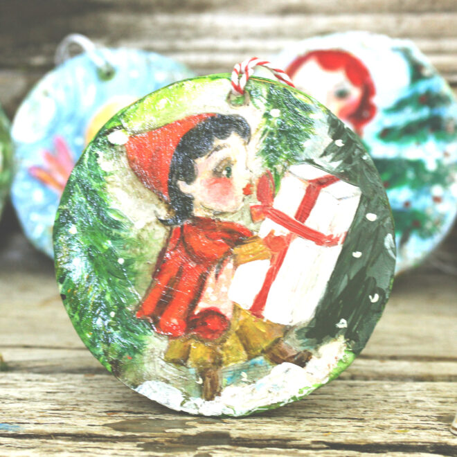 Christmas Tree Ornament - Vintage style, Little Red Cap