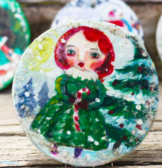 Christmas Tree Ornament - Vintage style, Girl With A Candy Cane