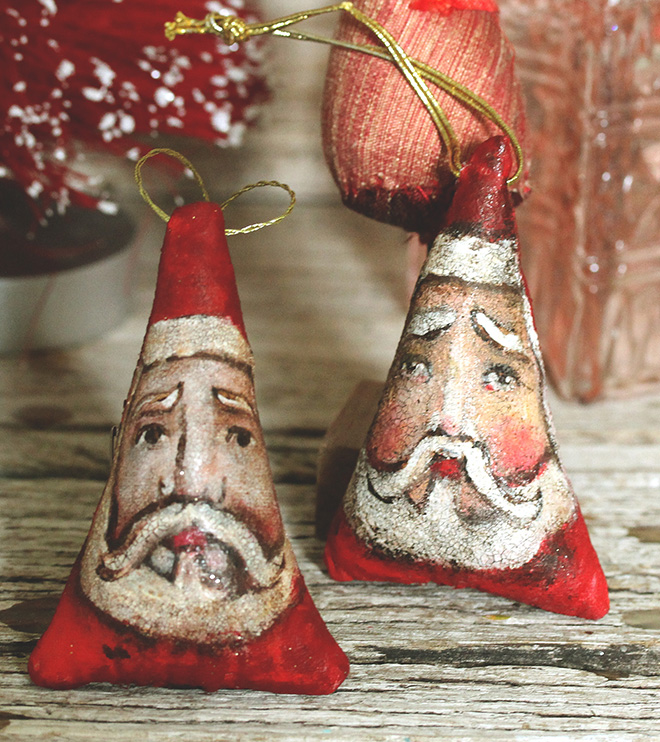 Hand painted Santa decorations