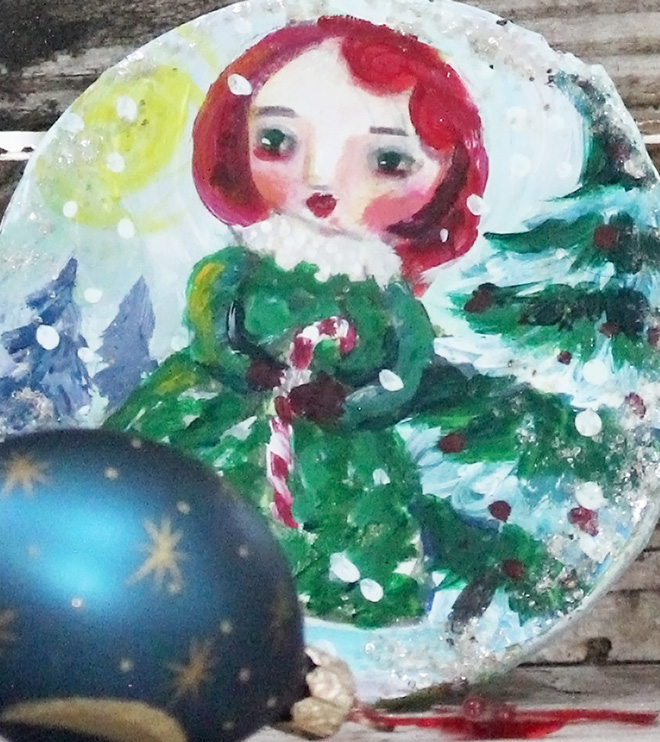 Christmas Tree Ornament - Vintage style, Girl With A Candy Cane
